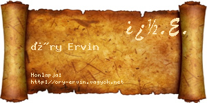 Őry Ervin névjegykártya