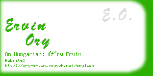 ervin ory business card
